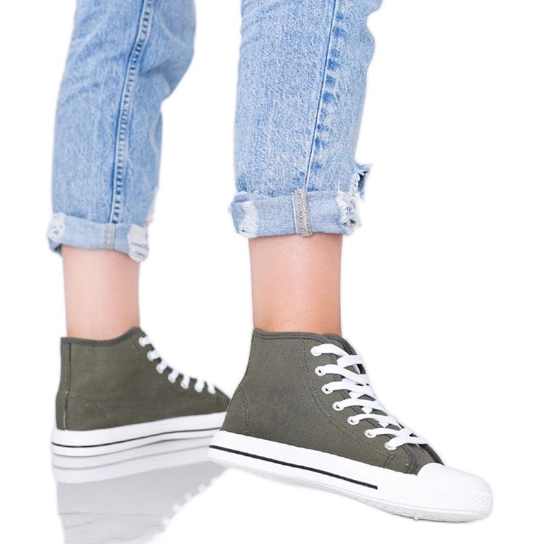 Zelené khaki dámské kotníkové tenisky Gampa zelená