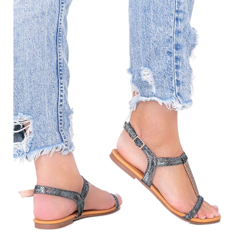 Dámské černé holografické sandály Igi černá