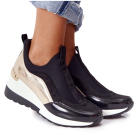 PE1 Klínové tenisky Black and Gold City Beat černá