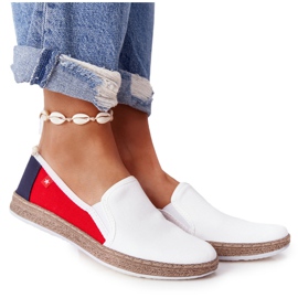Dámské espadrilky Big Star HH276009 bílé a červené bílý červený námořnická modř