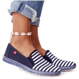 Dámské espadrilky Big Star HH276002 Navy Blue-White bílý námořnická modř