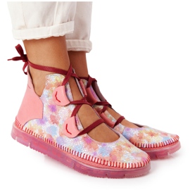 Dámské kožené boty Maciejka Pink 04457-15 modrý pomerančový růžový zelený žluť