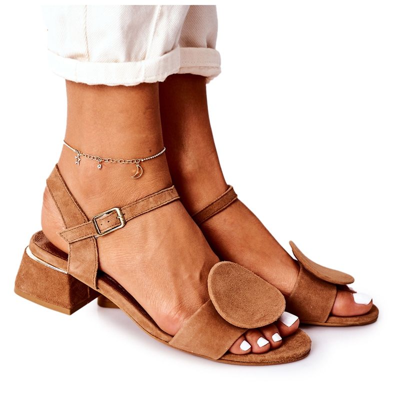 Semišové sandály na vysokém podpatku Maciejka 5198A-29 Red hnědý