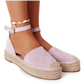 Espadrilles On The Straw Platform Violet Bali fialová