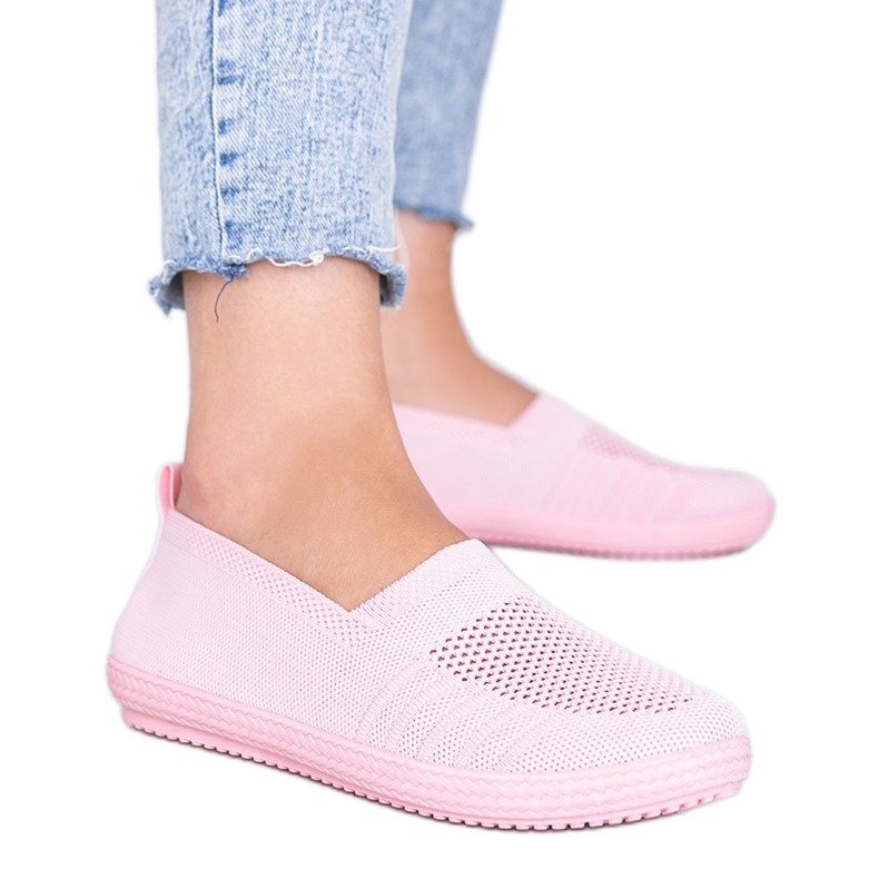 Tmavě růžové tenisky Slip On prolamované růžový