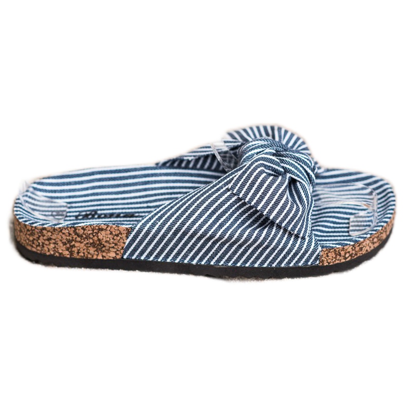 Bona Pantofle S Pruhovanou Mašlí bílý modrý Bona Pantofle S Pruhovanou Mašlí bílý modrý