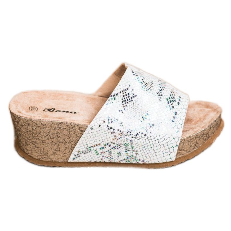 Bona Bílé klínové pantofle bílý