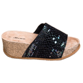 Bona Černé klínové pantofle černý