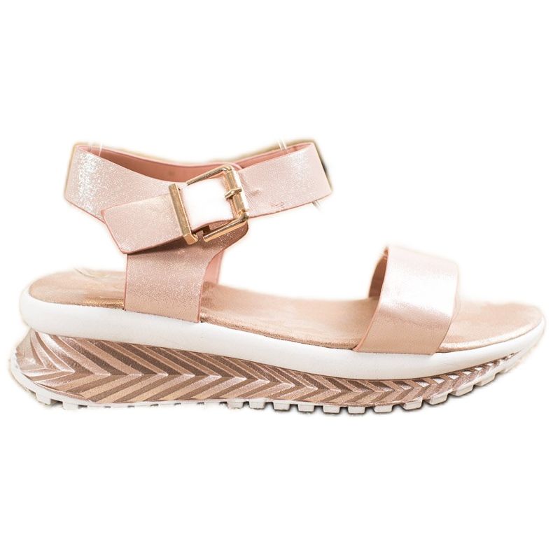 Groto Gogo Sandály Na Platformě S Třpytkami béžový zlatý