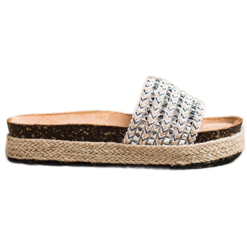 Groto Gogo Stříbrné pantofle s cvočky šedá