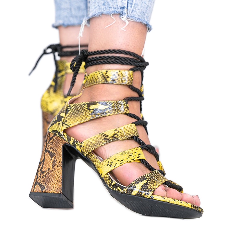 Žluté sandály ve vzoru Merry hadí kůže černá žlutá Žluté sandály ve vzoru Merry hadí kůže černá žlutá