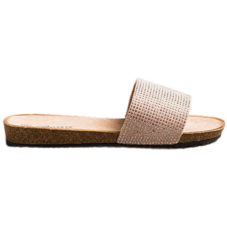 Bona Elegantní pantofle s kubickým zirkonem růžový