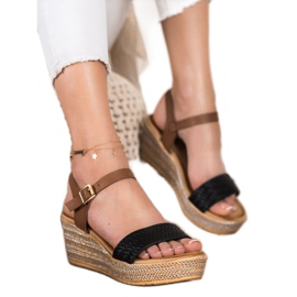 Bona Módní klínové sandály hnědý černý