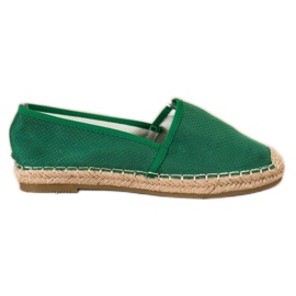 SHELOVET Zelené prolamované espadrilky zelený