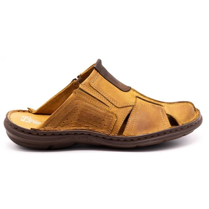 Polbut Kožené pánské pantofle 312 červené vícebarevný oranžový Polbut Kožené pánské pantofle 312 červené vícebarevný oranžový