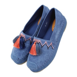 Modré espadrilky s modrými třásněmi