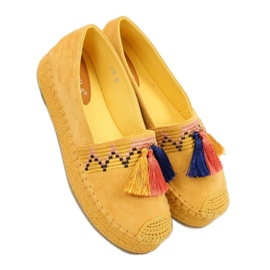 Medové třásně espadrilky 1735 žluté žluť