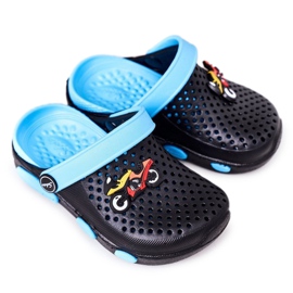 Dětské pěnové pantofle Kroks Black-Blue Oliver černý modrý