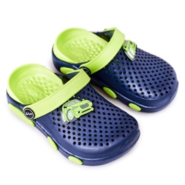 Dětské pěnové pantofle Kroks Navy Blue-Green Oliver modrý zelený