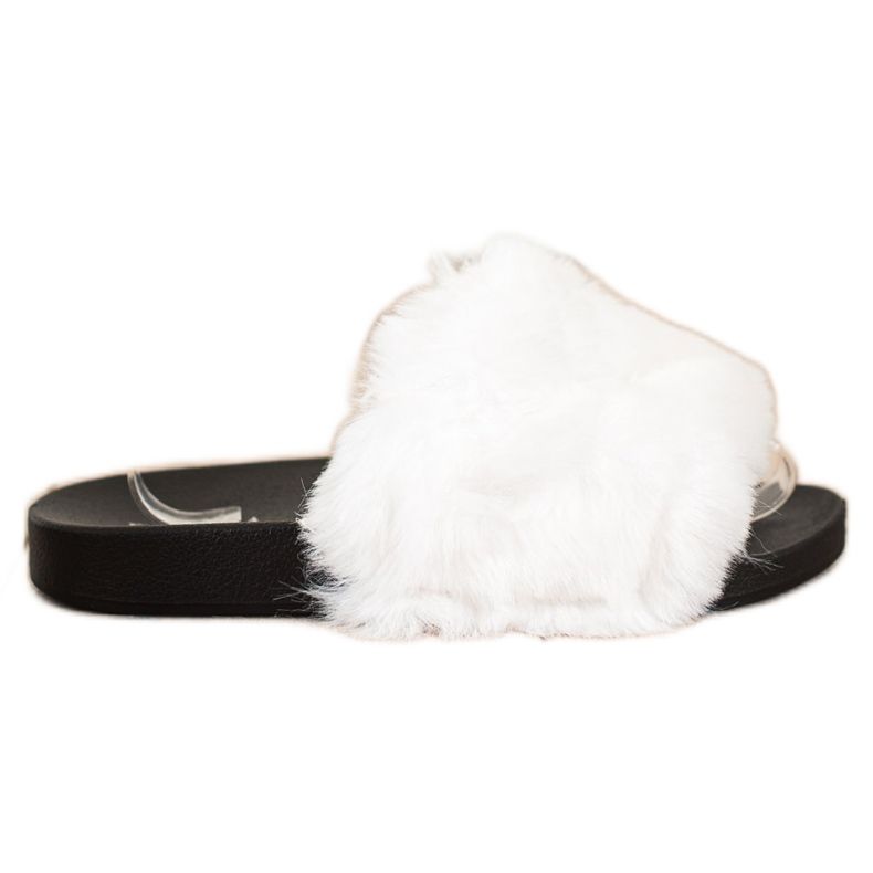 Bona Neformální žabky s kožešinou bílý