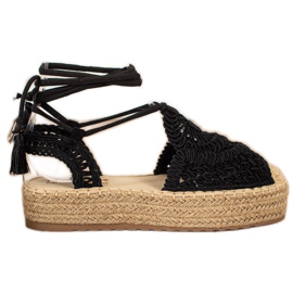 Seastar Svázané espadrilky na platformě černá Seastar Svázané espadrilky na platformě černá