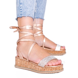 Růžové sandálky zavázané zirkony Ves růžový zlatý Růžové sandálky zavázané zirkony Ves růžový zlatý