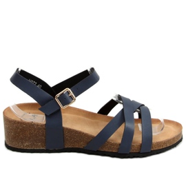 Sandály na korkovém klínku na podpatku tmavě modré H072 Azul námořnická modrá Sandály na korkovém klínku na podpatku tmavě modré H072 Azul námořnická modrá