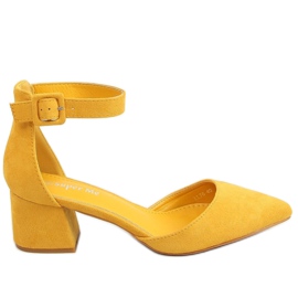 Lodičky se širokými podpatky v medu LL76 Yellow žluť