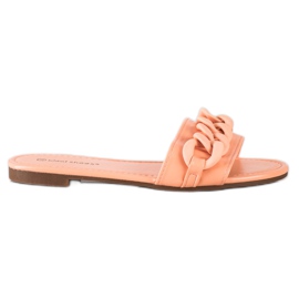 Ideal Shoes Módní oranžové pantofle pomerančový