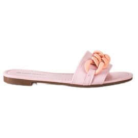 Ideal Shoes Módní růžové pantofle růžový Ideal Shoes Módní růžové pantofle růžový