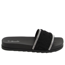 Černé dámské černé pantofle 35-211 Black černý