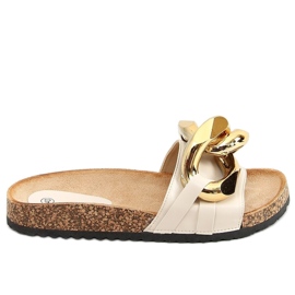 Béžové pantofle se silným řetízkem CK201 béžové béžový