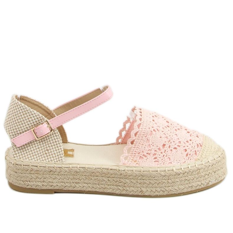 Růžové krajkové espadrilky 919-4 růžové růžový