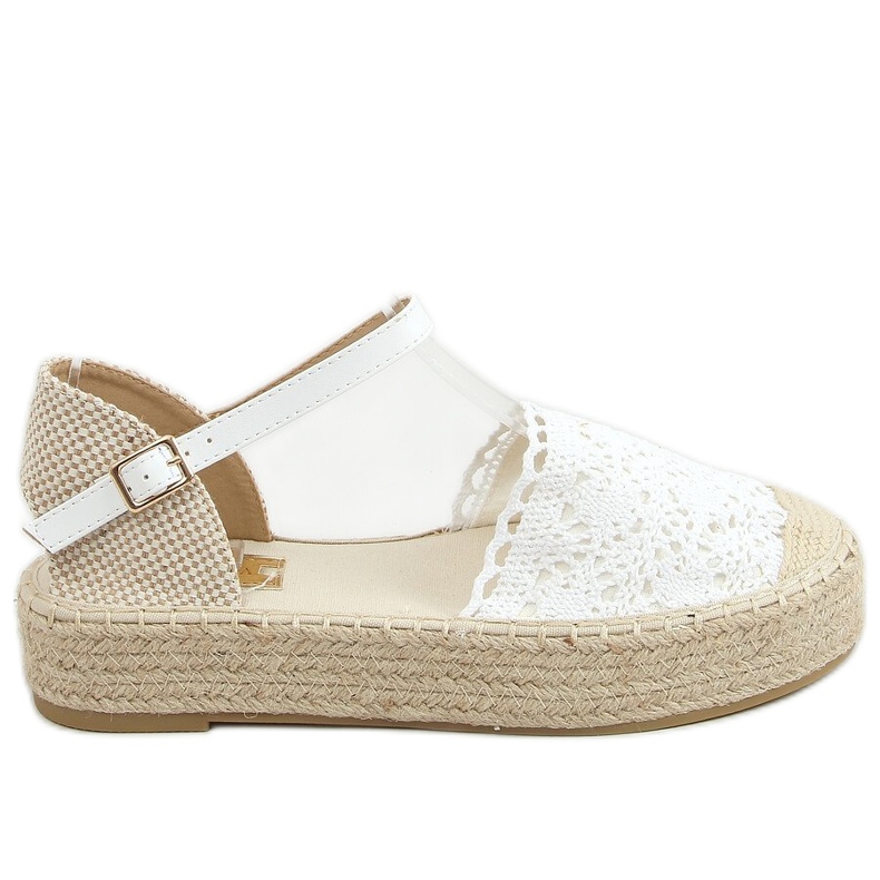 Bílé krajkové espadrilky 919-4 White bílý
