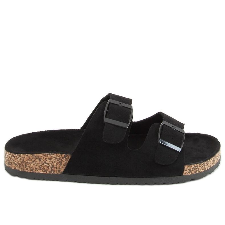 Černé korkové pantofle MS10005 černé černá Černé korkové pantofle MS10005 černé černá