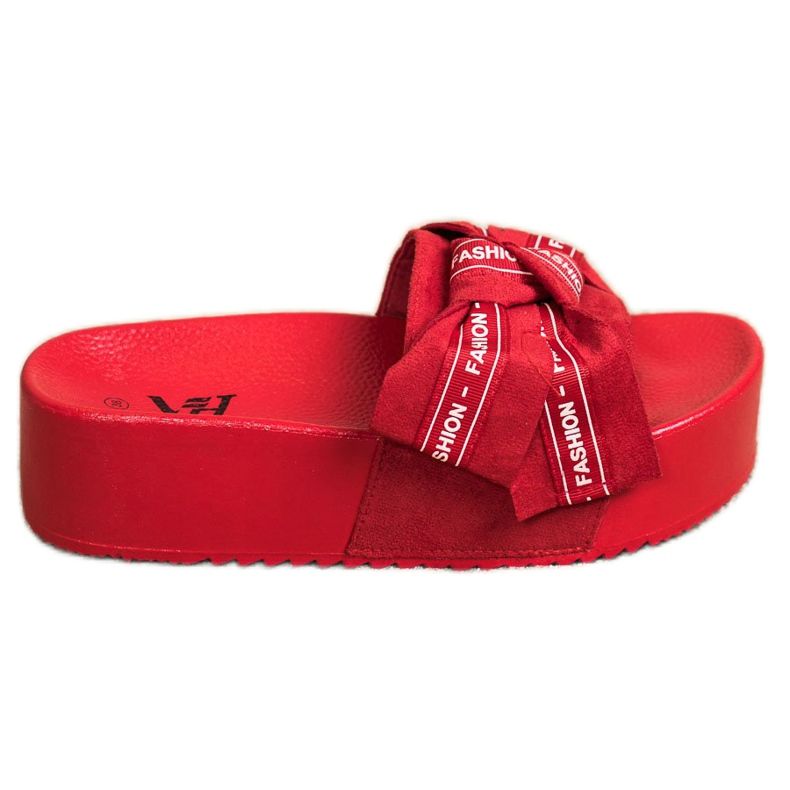 SHELOVET Módní pantofle s mašlí červené