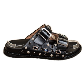 Seastar Módní pantofle s krystaly černý