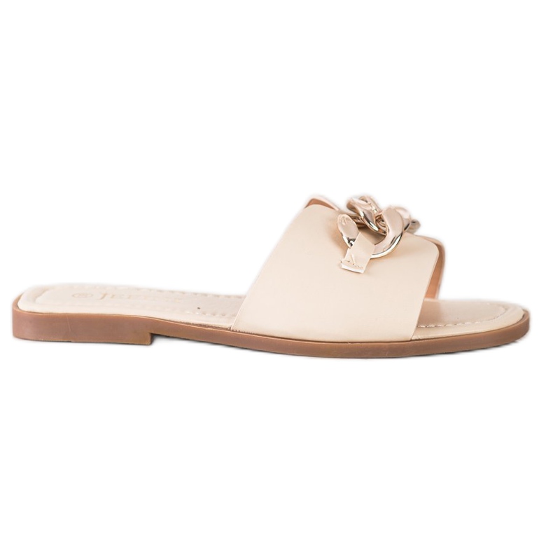 SHELOVET Pantofle se zlatou dekorací béžový