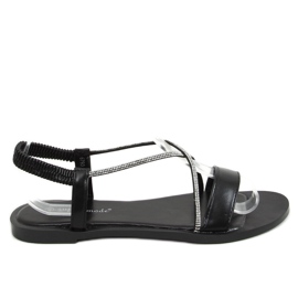 Černé sandály se zirkony 6793 Black černý
