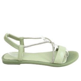 Sandály s kubickým zirkonem akvamarín 6793 Green zelená