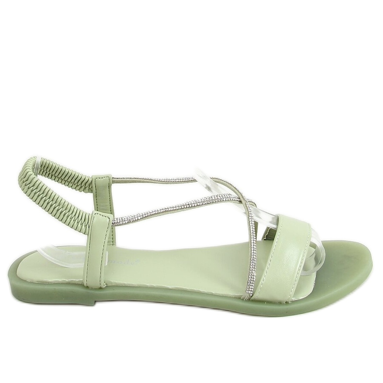 Sandály s kubickým zirkonem akvamarín 6793 Green zelená
