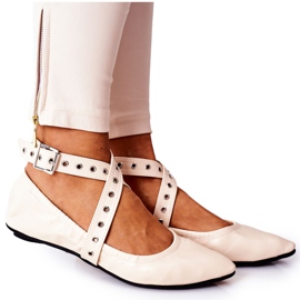 Skládací kožené balerínky Lu Boo béžové béžový