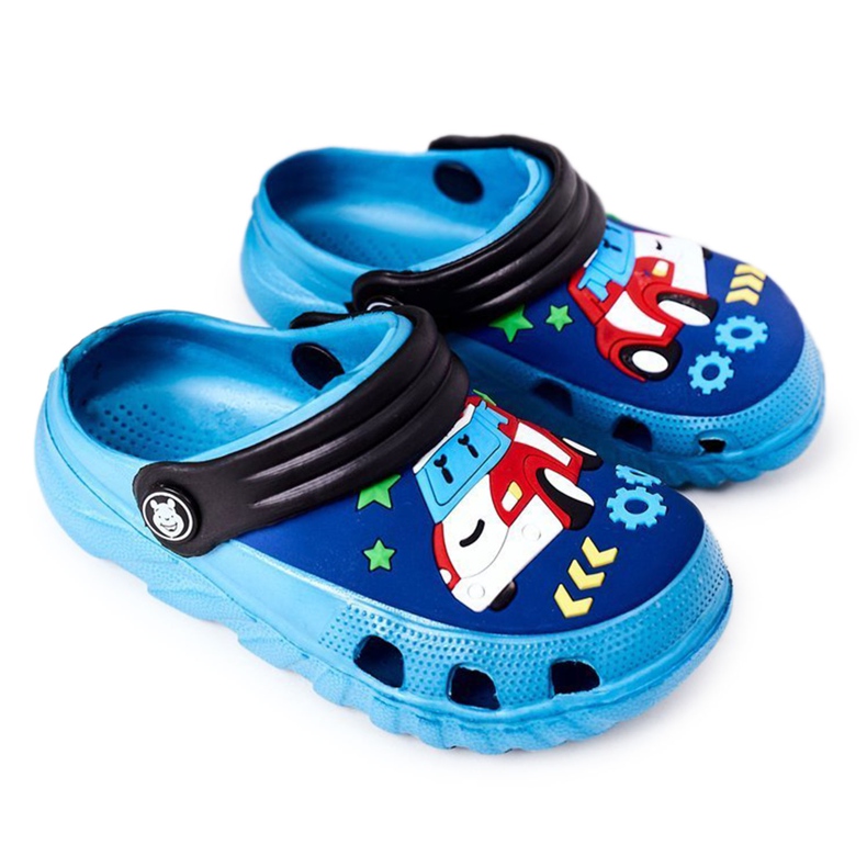 Dětské pěnové pantofle Crocs Blue Black Oscar černá modrý