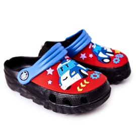 Dětské pěnové pantofle Crocs Black Blue Oscar černý červený modrý