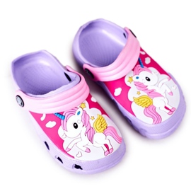 Dětské pěnové pantofle Crocs Violet Pink Oscar fialová růžový