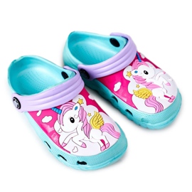 Dětské pěnové pantofle Crocs Green Violet Oscar fialová zelený