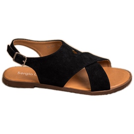 Sergio Leone Ploché černé sandály černý