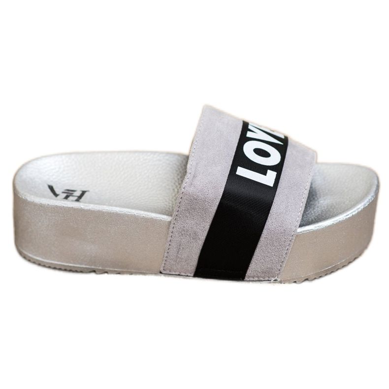 SHELOVET Pantofle Na Platformě Lásky stříbrný šedá