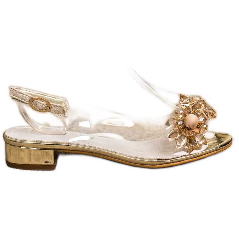 Sabatina Průhledné sandály s krystaly zlatý