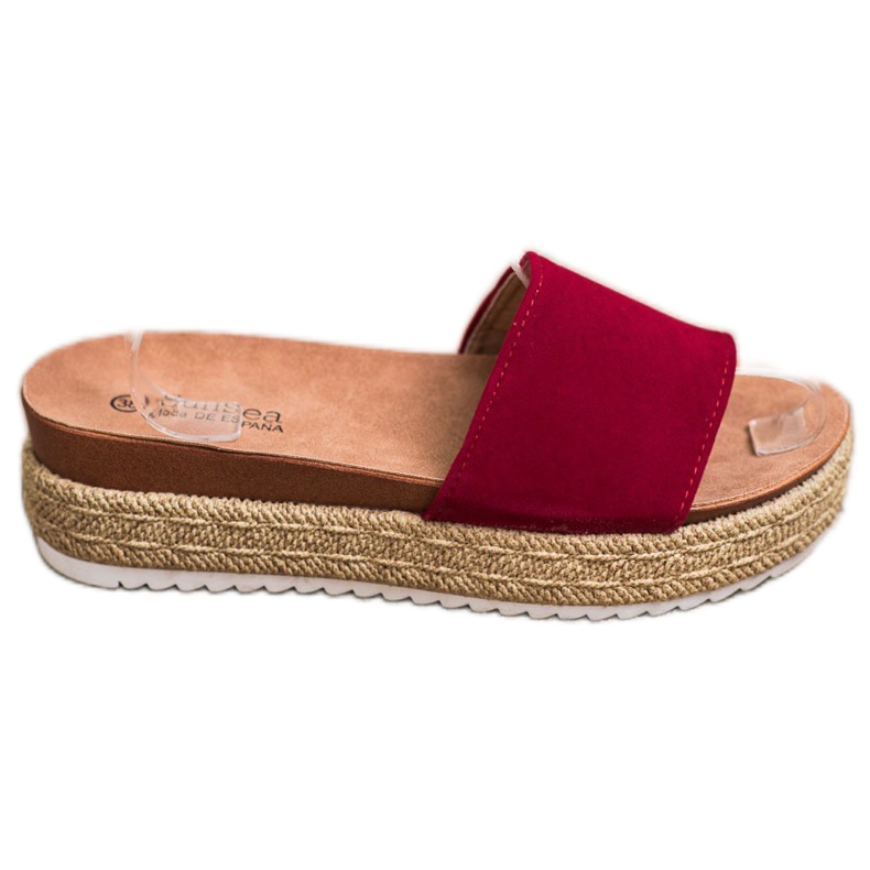 SHELOVET Klasické pantofle na platformě červené